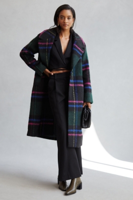 Avec les filles on sale plaid wool coat