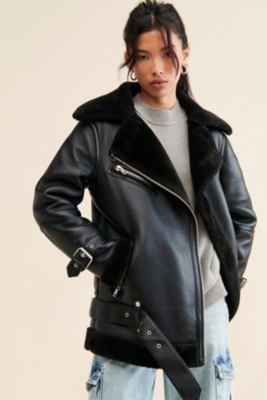 Women's Belted Vegan Leather Jacket | Women's Clearance