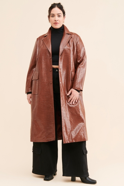 Croc Vegan Leather Trench Coat | Nuuly