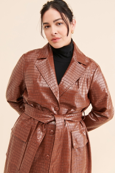 Croc Vegan Leather Trench Coat | Nuuly