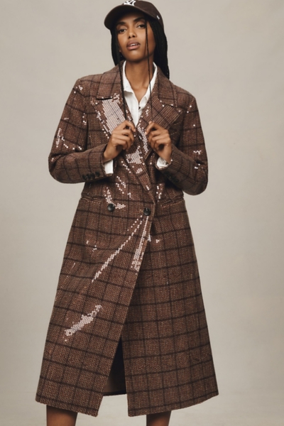 Plaid Sequin Coat | Nuuly