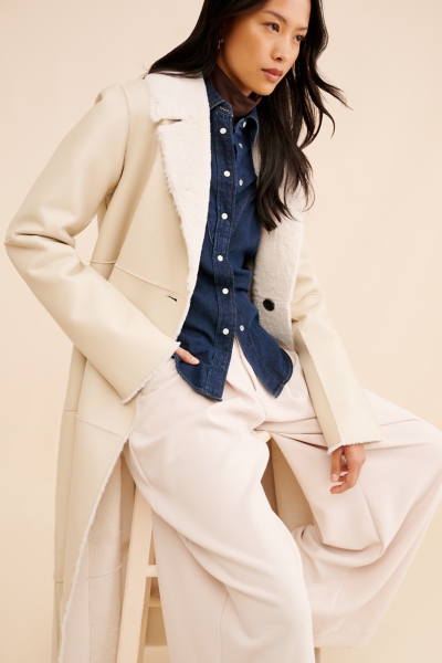 Reversible Vegan-Leather Sherpa Maxi Coat | Nuuly