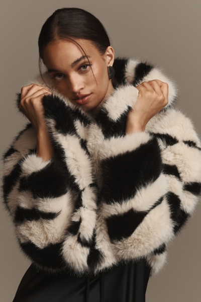 Faux-Fur Zebra Cropped Coat | Nuuly