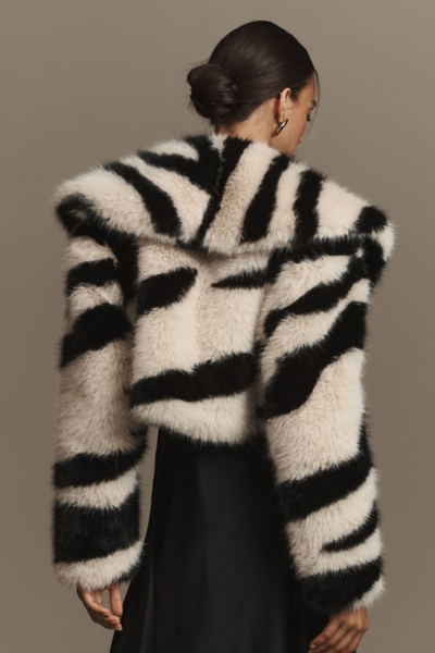 レディース Kate Spade Bold Zebra Faux Fur Coat