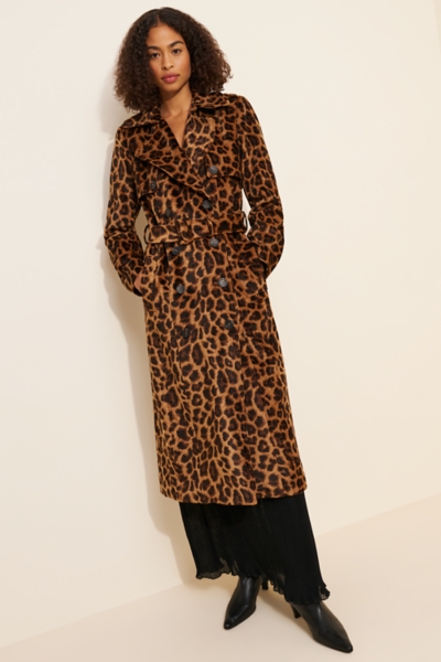 Flocked Leopard Trench Coat | Nuuly
