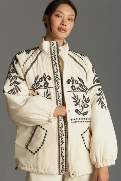 Embroidered Puffer Coat | Nuuly