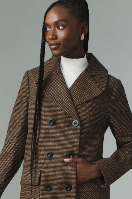 Double Breasted Plaid Peacoat Nuuly