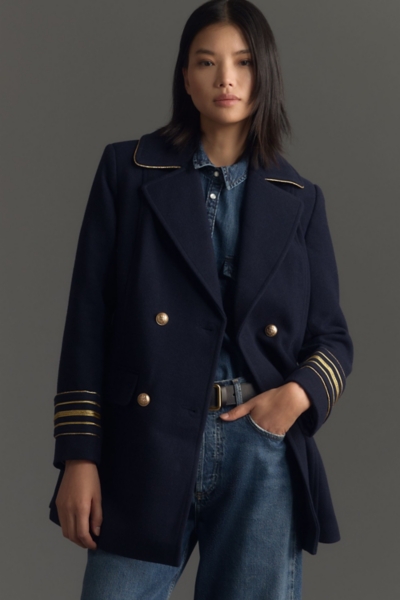 Wool Blend Military Peacoat | Nuuly