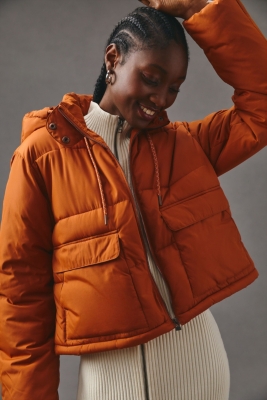 Cropped Hooded Puffer Jacket