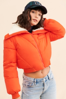 Sherpa Collar Cropped Puffer Jacket Nuuly