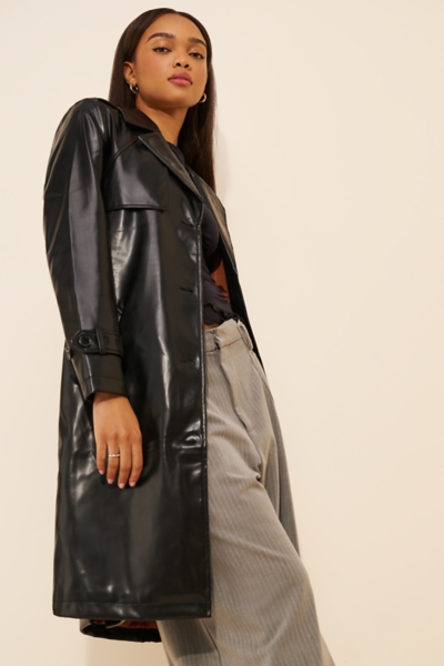 Faux-Leather Trench Coat | Nuuly