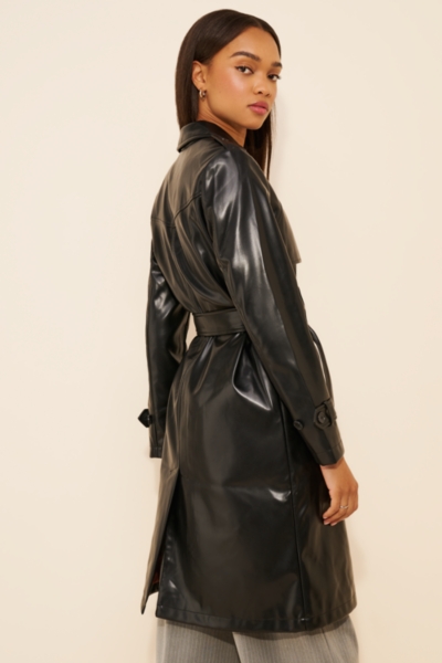 Faux-Leather Trench Coat | Nuuly