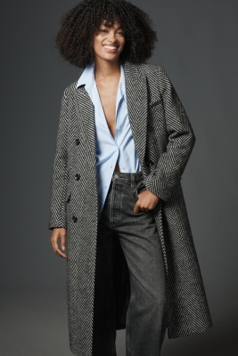 Chevron Long Double-Breasted Coat | Nuuly