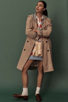 Hooded belted trench coat online