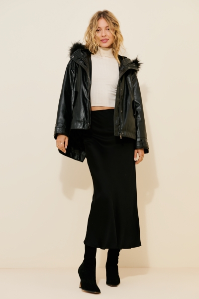 Hooded Vegan Leather Anorak Coat | Nuuly