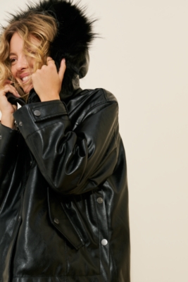 Hooded Vegan Leather Anorak Coat | Nuuly