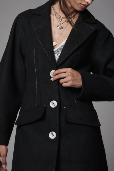 ゆ*み様 SLY WOOL BLEND OVER ウールブレンド オーバー ミデ Wool Blend Stitched Topcoat | Nuuly