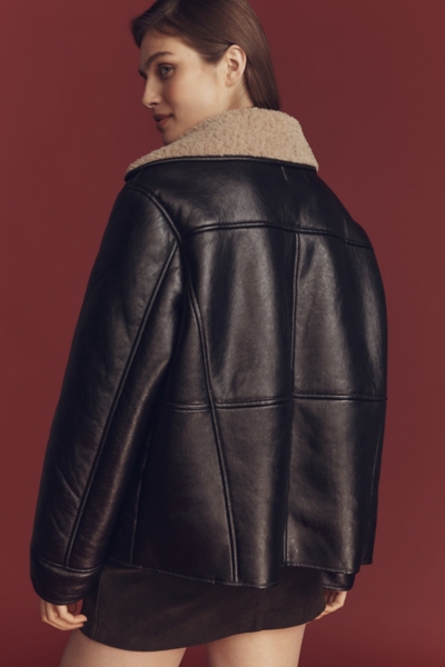 Vegan-Leather Faux-Shearling Jacket | Nuuly