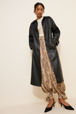 Vegan-Leather Belted Car Coat | Nuuly