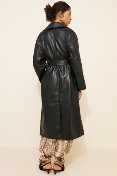 Vegan-Leather Belted Car Coat | Nuuly