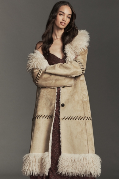 Faux-Suede Longline Coat | Nuuly