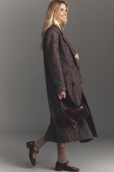 Herringbone Wool-Blend Oversized Coat | Nuuly
