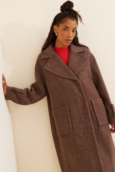 Wool-Blend Herringbone Maxi Coat | Nuuly