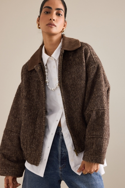 Herringbone Bomber Jacket | Nuuly