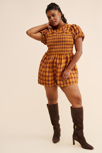 Puff-Sleeved Smocked Romper | Nuuly