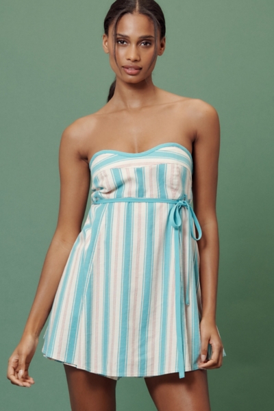 Strapless Babydoll Linen Blend Romper | Nuuly