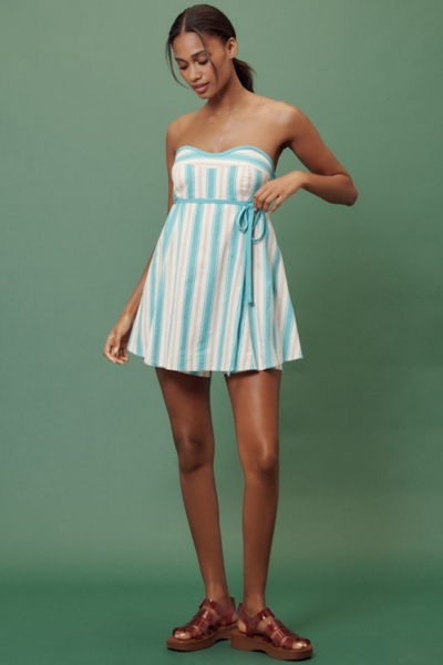 Strapless Babydoll Linen Blend Romper | Nuuly