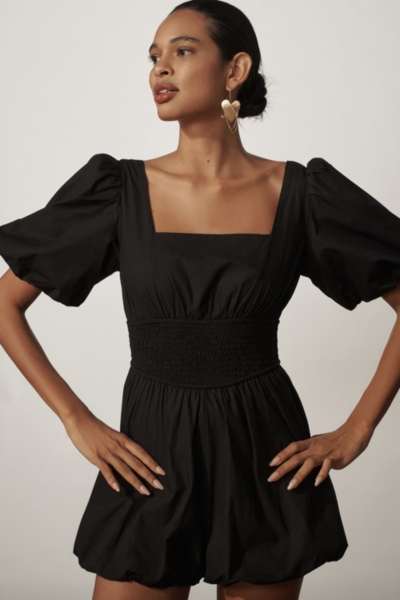 Puff-Sleeve Smocked Romper | Nuuly