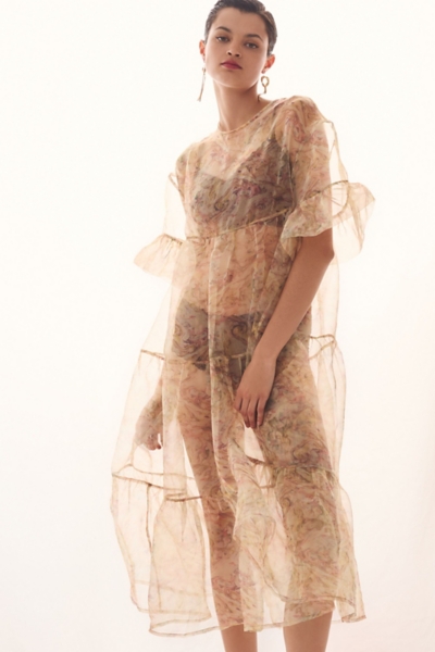 Tiered Sheer Printed Dress | Nuuly