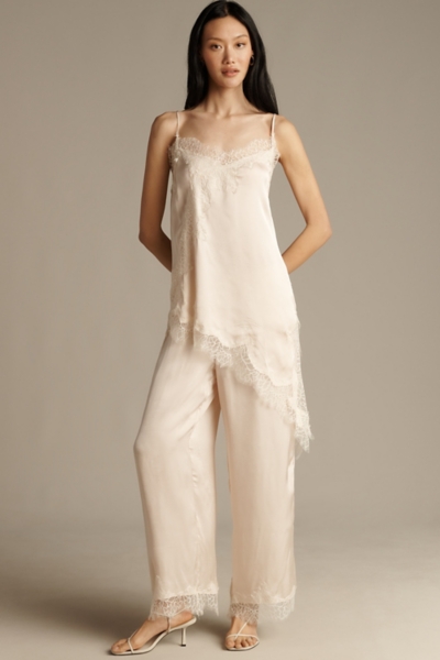 Satin Lace-Trim Asymmetrical Cami | Nuuly