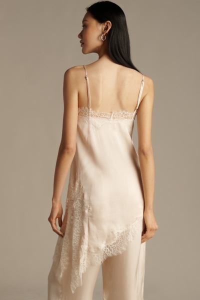 Satin Lace-Trim Asymmetrical Cami | Nuuly
