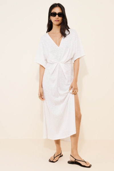 chinese dress ladies Tinsley Bridal White Sequined Wrap Dress with Tie Waist