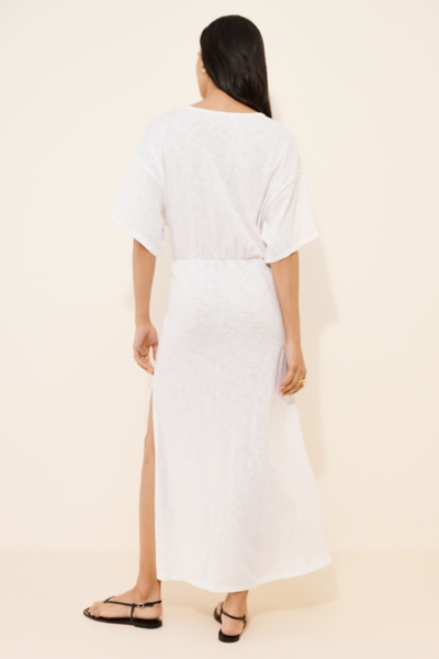 chinese dress ladies Modal Plunge Neck Long Sleeve Maxi Dress in White - XL