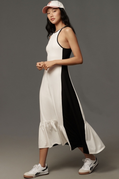 knee length dresses for ladies Black Racer Back Lexie Midi Dress