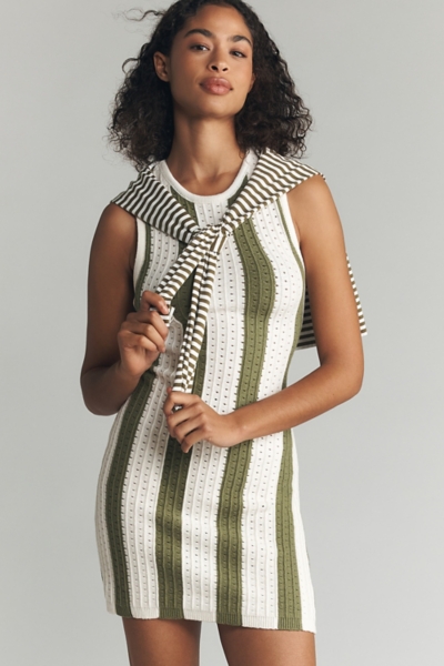 knit mini dress Get On Down Long Sleeve Knit Mini Dress Off White main image 1