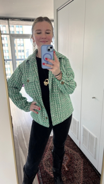 ジャケット・アウター mlvince check tweed shirts green Maeve Tweed