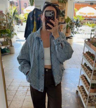 Kenny Quilted Denim Bomber Jacket | Nuuly