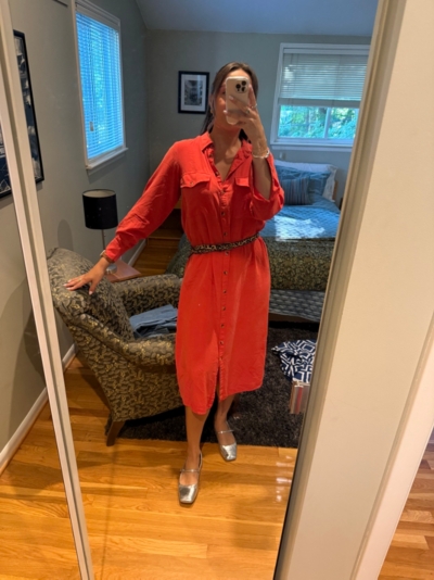 strapless open back dress Monkey Dance Silk Shirtdress in Burnt Orange main image 0