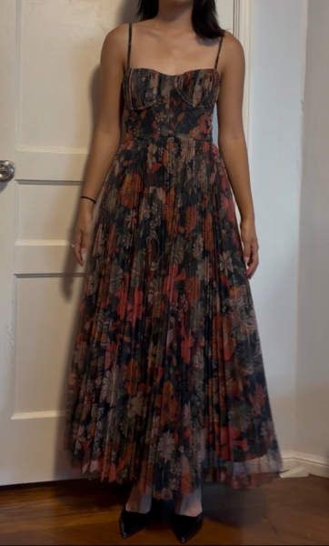 amara floral bustier pleated fit & flare dress Amara Floral Bustier Pleated Fit & Flare Dress (Women)