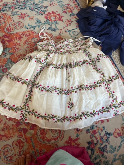 Square-Neck Floral Embroidered Mini Dress