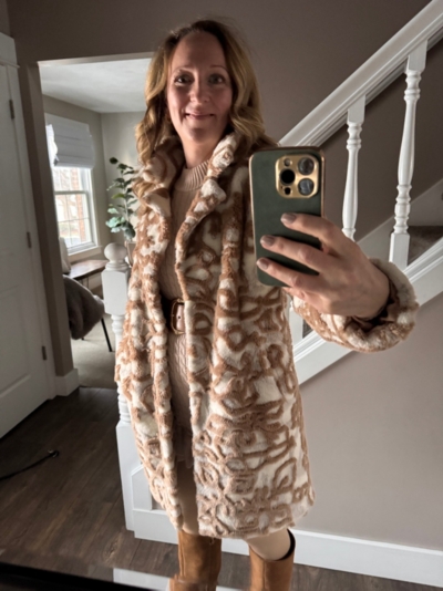 Abstract Floral Faux Fur Coat | Nuuly