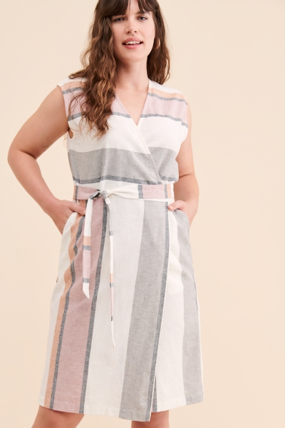 Striped Linen Wrap Dress | Nuuly