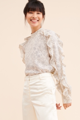 トップス yilon DOT FRILL BLOUSE yilon DOT FRILL BLOUSE Women Vintage Frilly Ruffle Dot