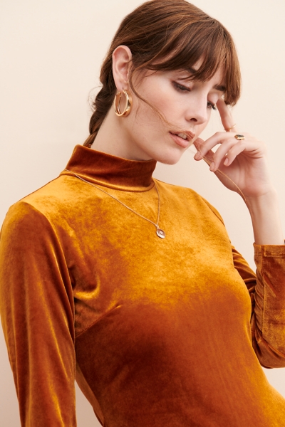 Rust Velvet Mini Dress | Nuuly