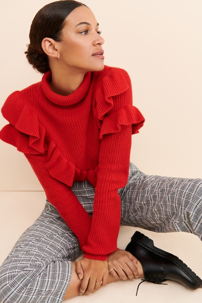 Ruffled Red Sweater | Nuuly