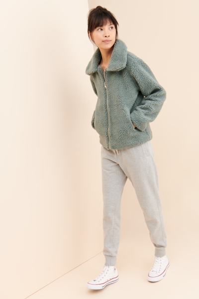 ruby and you ファーライクテディジャケット ミントグリーン Theo Teddy Fleece Jacket | Nuuly